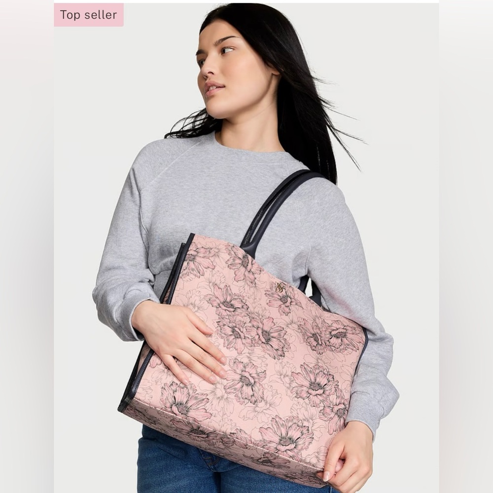 VICTORIA'S SECRET PINK FLORAL CANVAS TRAVEL TOTE SHOULDER BAG MOTHER'S DAY